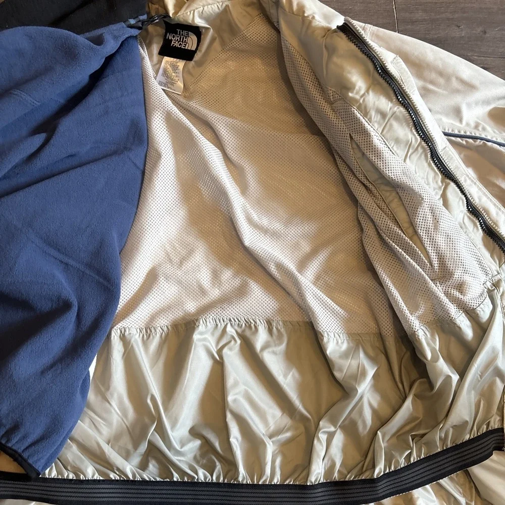 Vintage The North Face Jacket Men's Large Fleece Lined Vest Full Zip Beige Parka